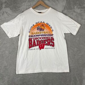 Vintage Wisconsin Badgers NCAA Final Four Shirt Mens XL White Gear For Sports